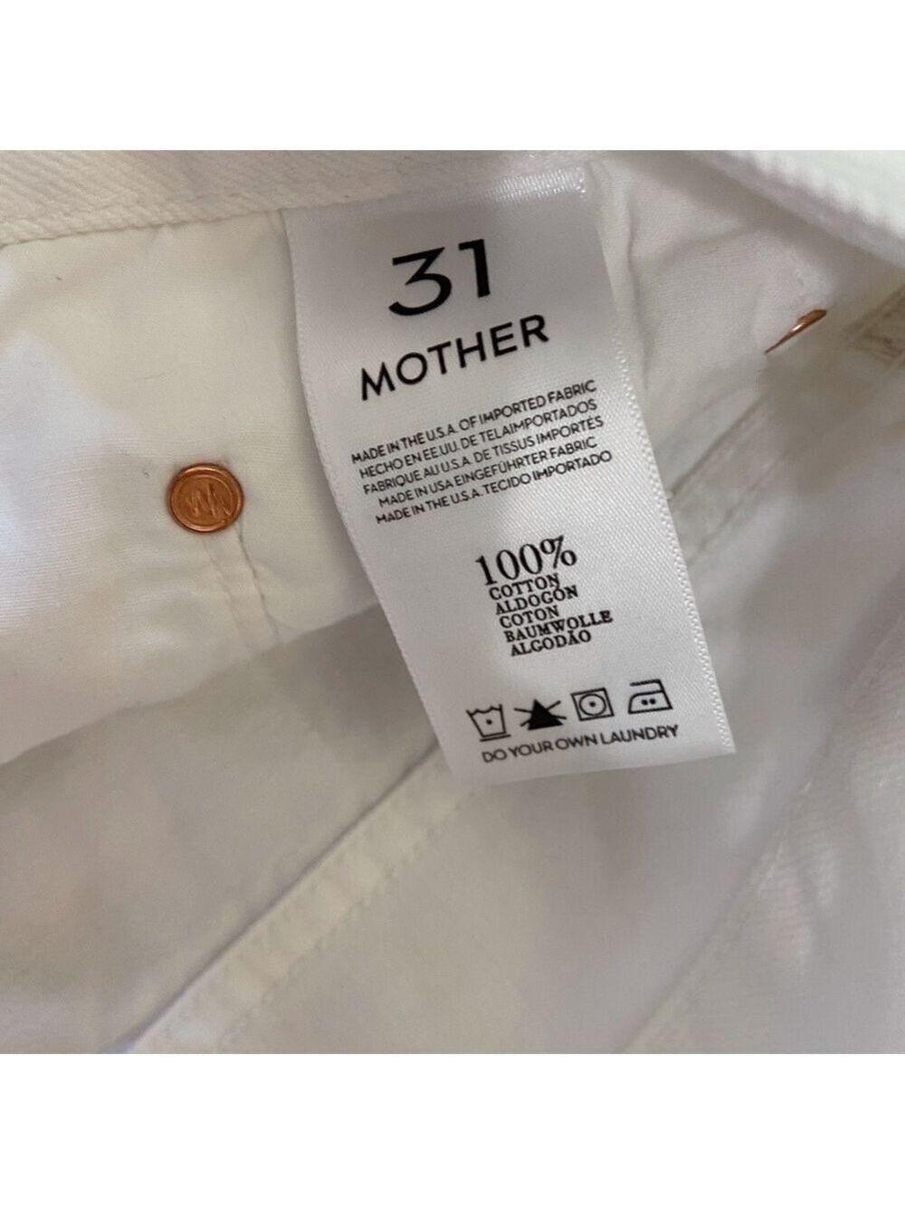 MOTHER The loosey ripped white high rise jeans button fly strech 100% cotton 31 - Picture 5 of 16